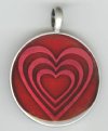 1 36mm Antique Silver Red Epoxy Heart Pendant 